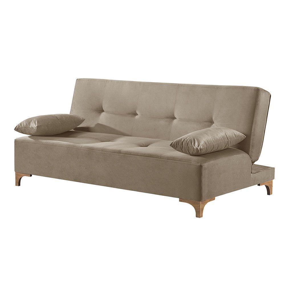Sofá Cama 2 Lugares Living M-143 Veludo Martins Bege - 1