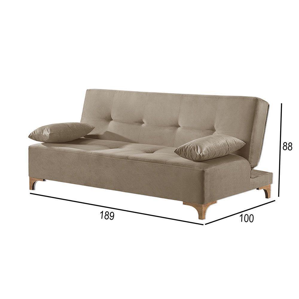 Sofá Cama 2 Lugares Living M-143 Veludo Martins Bege - 2