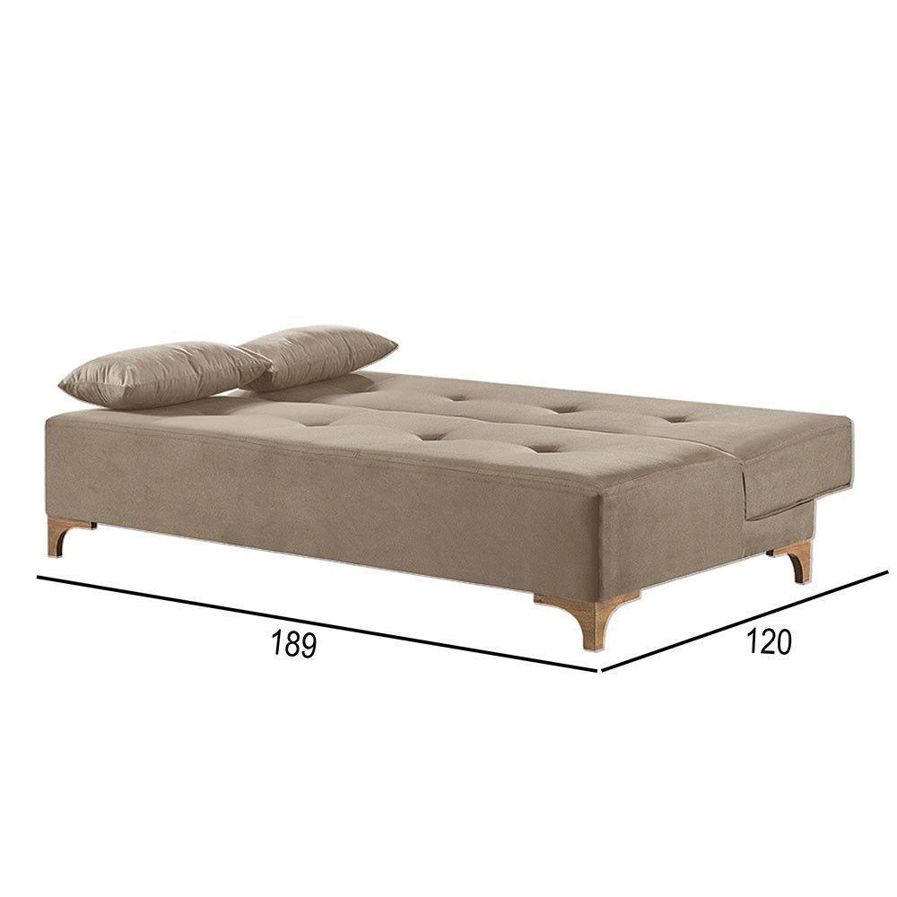 Sofá Cama 2 Lugares Living M-143 Veludo Martins Bege - 4