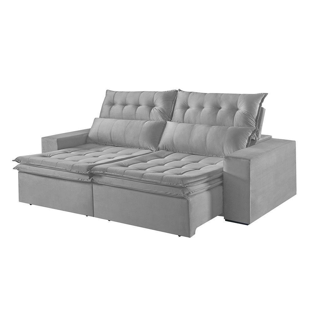 Sofá 2 Lugares Retrátil E Reclinável Martins M-118 Veludo Cinza - 1