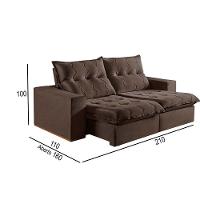 Sofá 2 Lugares Retrátil E Reclinável Martins M-177 Veludo Marrom - 2