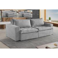 Sofá Cama 3 Lugares Retrátil Reclinável M-184 Veludo Martins Cinza - 2