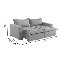 Sofá Cama 3 Lugares Retrátil Reclinável M-184 Veludo Martins Cinza - 5
