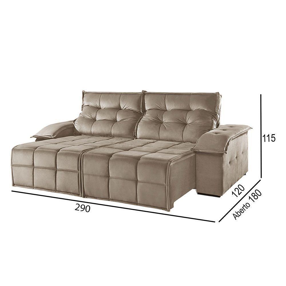 Sofá 5 Lugares Retrátil E Reclinável Martins M-122 Veludo Bege - 3