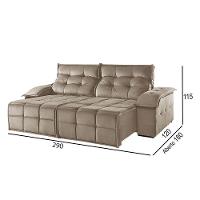 Sofá 5 Lugares Retrátil E Reclinável Martins M-122 Veludo Bege - 3