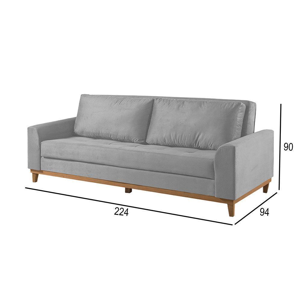 Sofá Cama 2 Lugares Living M-157 Veludo Martins Cinza - 3