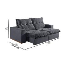 Sofá 3 Lugares Retrátil E Reclinável Martins M-177 Veludo Grafite - 2