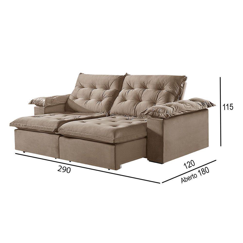 Sofá 5 Lugares Retrátil E Reclinável Martins M-147 Veludo Bege - 3