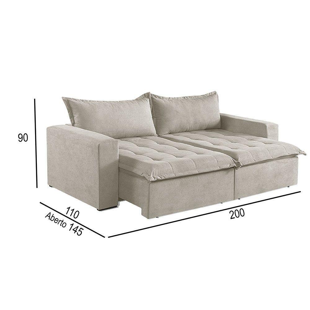 Sofá Cama 2 Lugares Retrátil Reclinável M-184 Veludo Martins Creme - 4