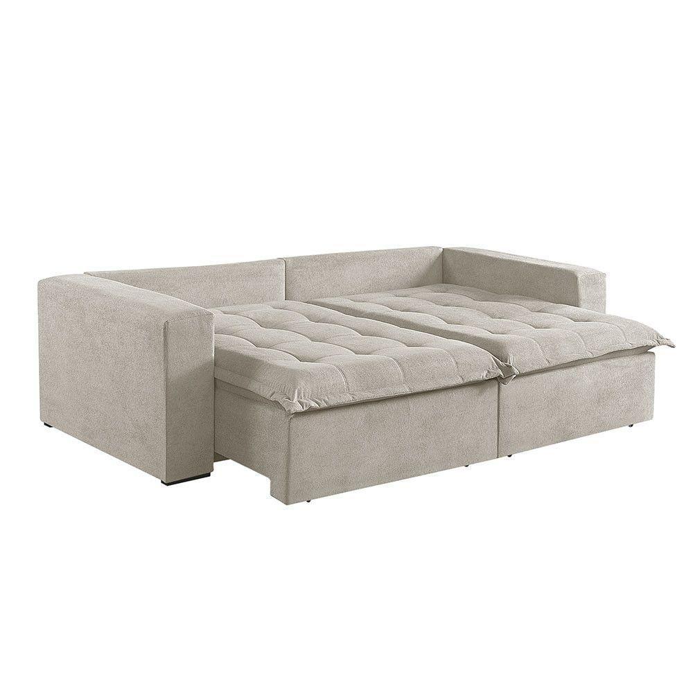 Sofá Cama 2 Lugares Retrátil Reclinável M-184 Veludo Martins Creme - 5