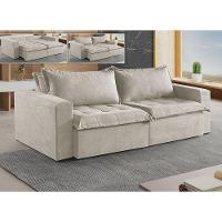 Sofá Cama 2 Lugares Retrátil Reclinável M-184 Veludo Martins Creme - 2