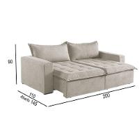 Sofá Cama 2 Lugares Retrátil Reclinável M-184 Veludo Martins Creme