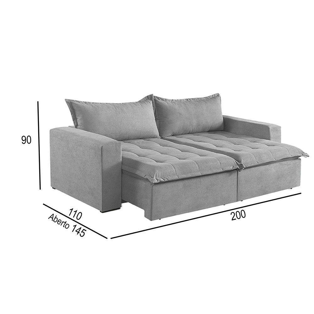 Sofá Cama 2 Lugares Retrátil Reclinável M-184 Veludo Martins Cinza - 4