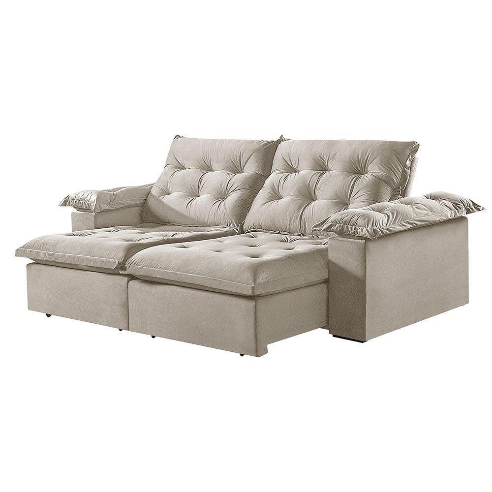 Sofá 4 Lugares Retrátil E Reclinável Martins M-147 Veludo Creme - 1