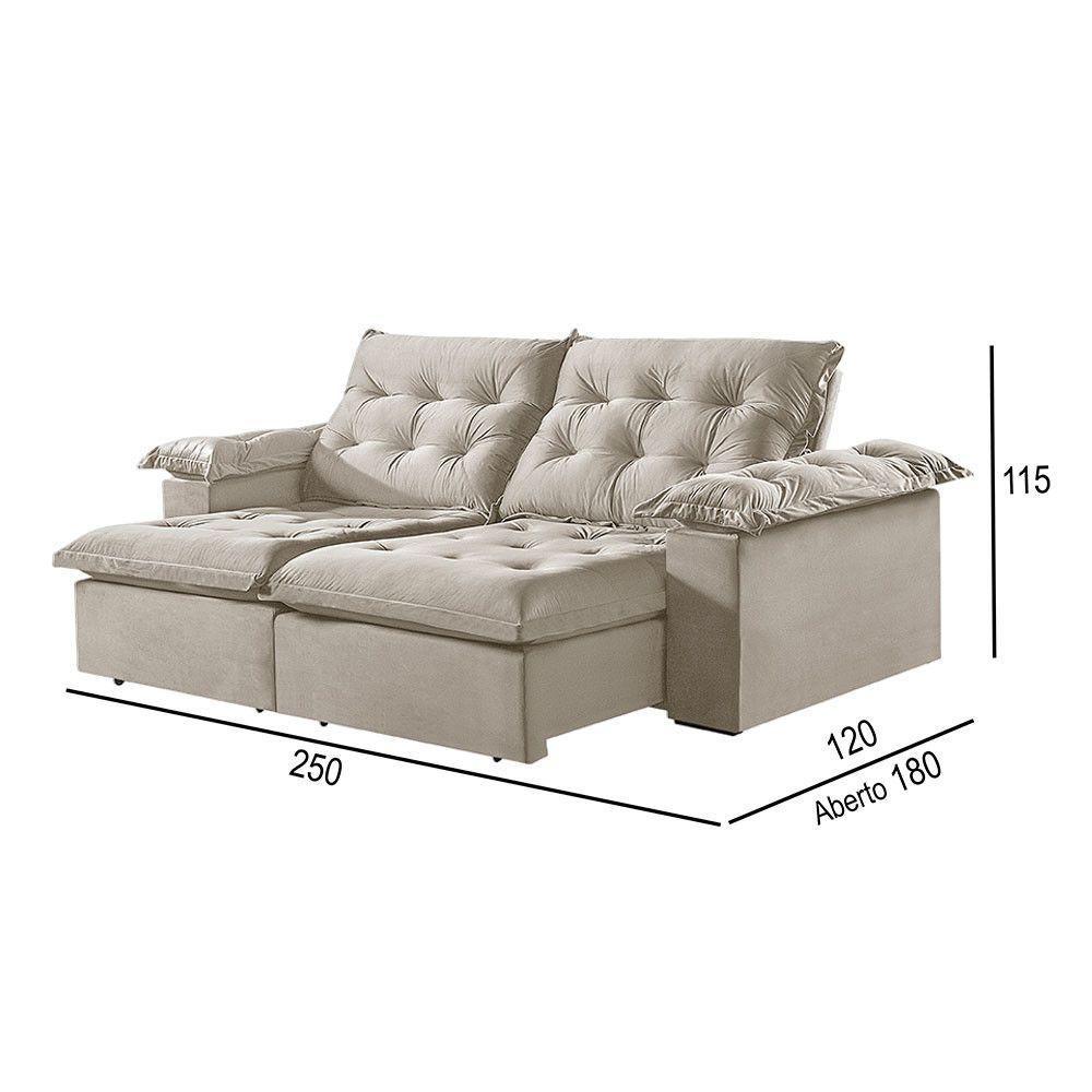Sofá 4 Lugares Retrátil E Reclinável Martins M-147 Veludo Creme - 3