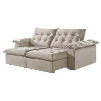 Sofá 4 Lugares Retrátil E Reclinável Martins M-147 Veludo Creme - 1
