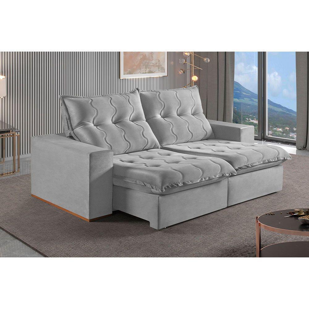 Sofá 3 Lugares Retrátil E Reclinável Martins M-177 Veludo Cinza - 2