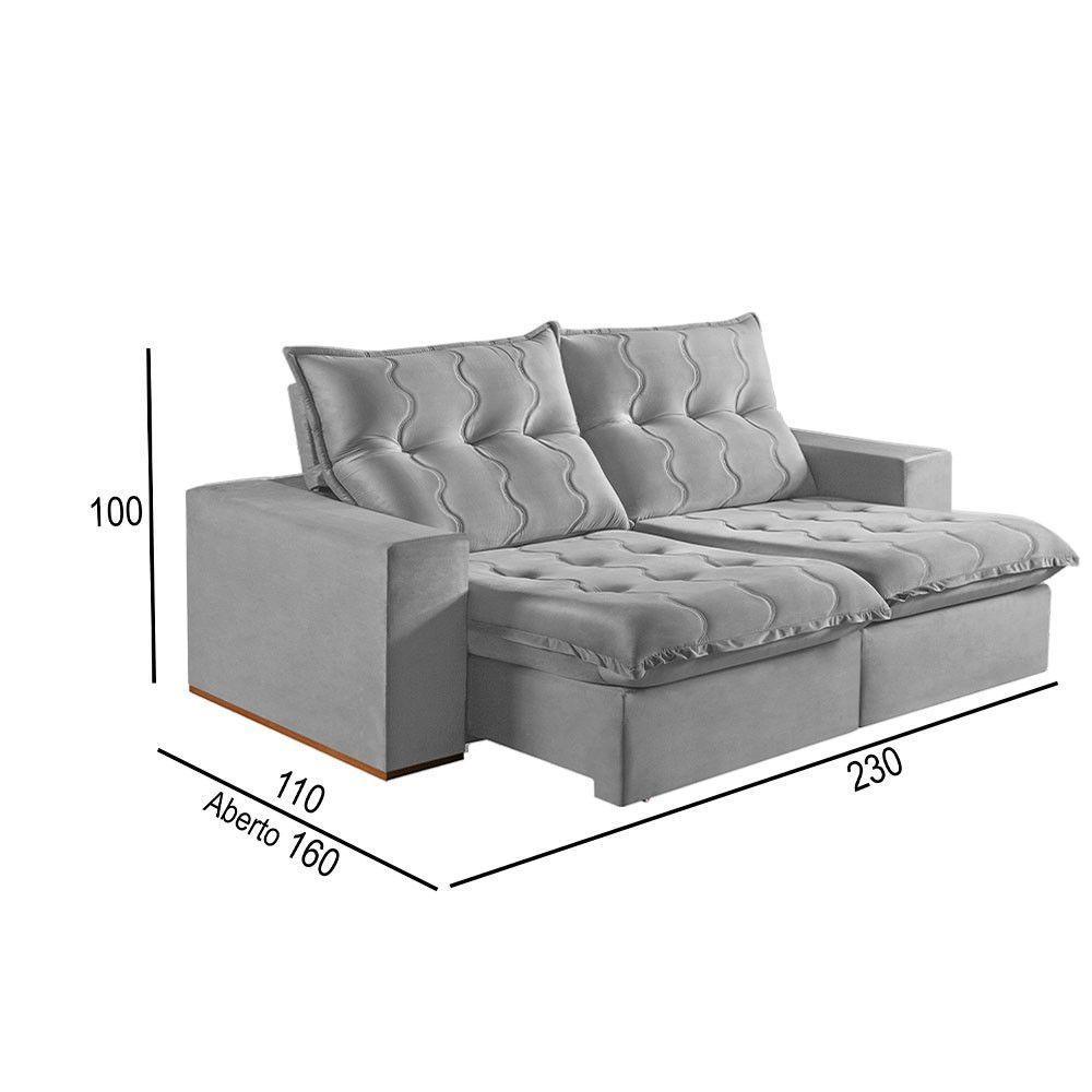 Sofá 3 Lugares Retrátil E Reclinável Martins M-177 Veludo Cinza - 3