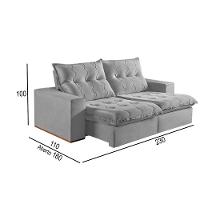 Sofá 3 Lugares Retrátil E Reclinável Martins M-177 Veludo Cinza - 3