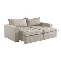 Sofá Cama 3 Lugares Retrátil Reclinável M-184 Veludo Martins Creme - 1