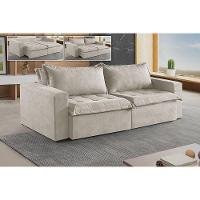 Sofá Cama 3 Lugares Retrátil Reclinável M-184 Veludo Martins Creme - 2