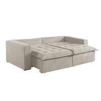 Sofá Cama 3 Lugares Retrátil Reclinável M-184 Veludo Martins Creme - 3