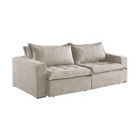 Sofá Cama 3 Lugares Retrátil Reclinável M-184 Veludo Martins Creme - 5