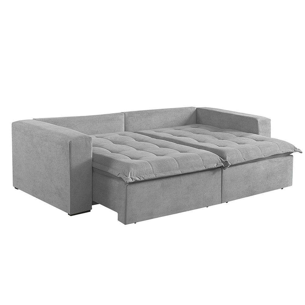 Sofá Cama 4 Lugares Retrátil Reclinável M-184 Veludo Martins Cinza - 4