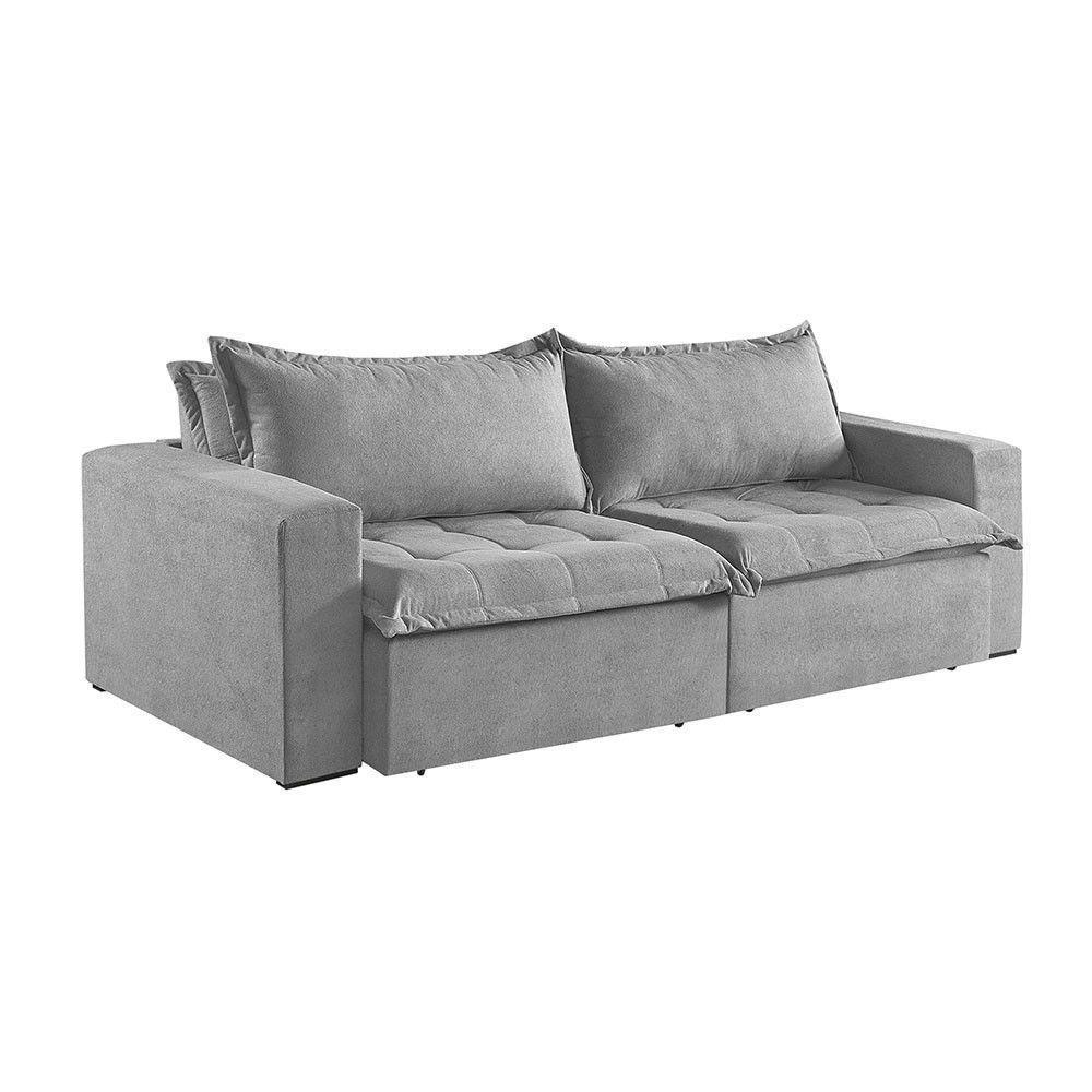 Sofá Cama 4 Lugares Retrátil Reclinável M-184 Veludo Martins Cinza - 5