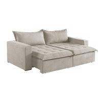 Sofá Cama 4 Lugares Retrátil Reclinável M-184 Veludo Martins Creme - 1