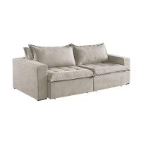 Sofá Cama 4 Lugares Retrátil Reclinável M-184 Veludo Martins Creme
