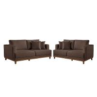 Conjunto Sofás 2 E 3 Lugares Estofados M-175 Veludo Martins Marrom - 1