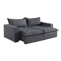 Sofá Cama 4 Lugares Retrátil Reclinável M-184 Veludo Martins Grafite - 1