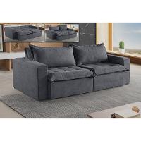 Sofá Cama 4 Lugares Retrátil Reclinável M-184 Veludo Martins Grafite - 2