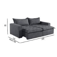 Sofá Cama 4 Lugares Retrátil Reclinável M-184 Veludo Martins Grafite - 3