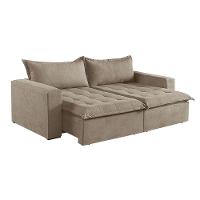 Sofá Cama 3 Lugares Retrátil Reclinável M-184 Veludo Martins Bege - 1