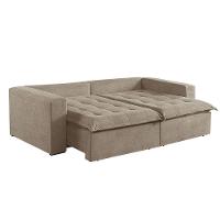 Sofá Cama 3 Lugares Retrátil Reclinável M-184 Veludo Martins Bege - 2