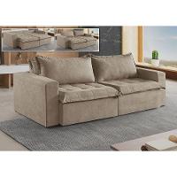 Sofá Cama 3 Lugares Retrátil Reclinável M-184 Veludo Martins Bege