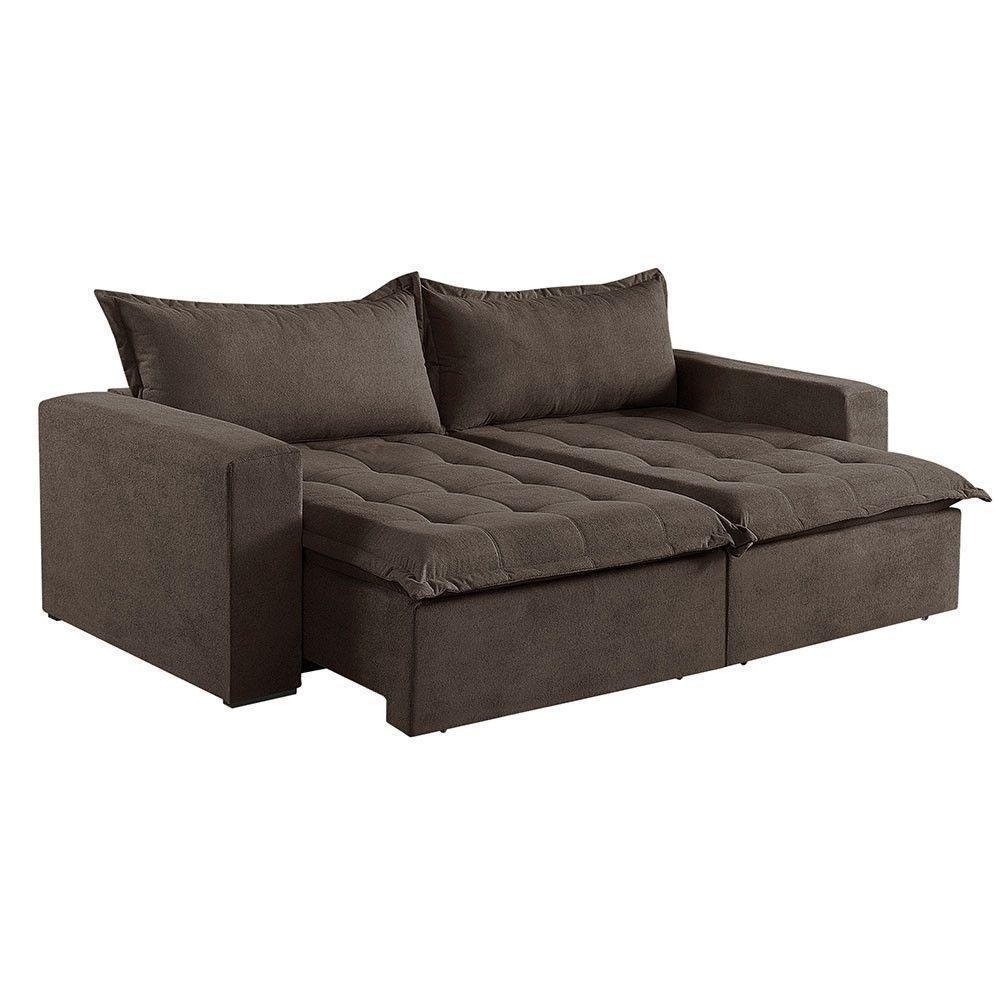 Sofá Cama 3 Lugares Retrátil Reclinável M-184 Veludo Martins Marrom - 1