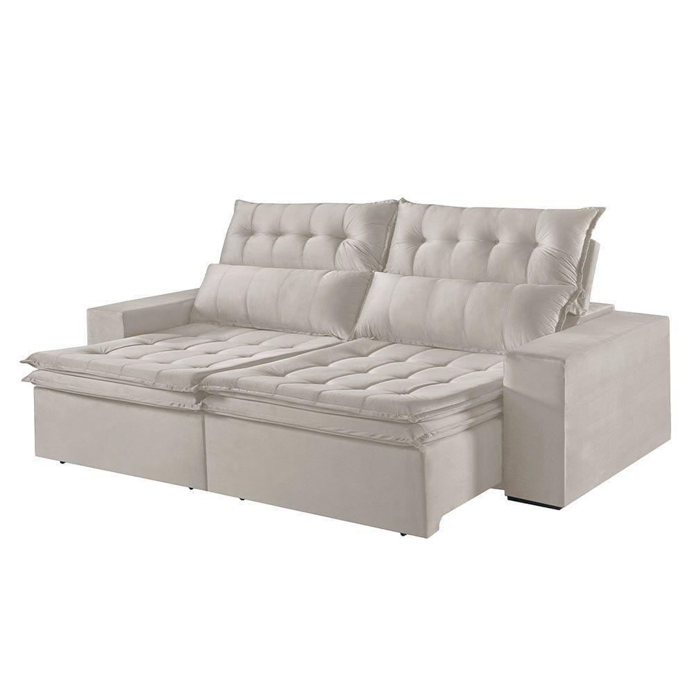 Sofá 5 Lugares Retrátil E Reclinável Martins M-118 Veludo Creme - 1