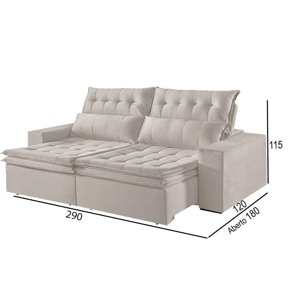Sofá 5 Lugares Retrátil E Reclinável Martins M-118 Veludo Creme - 3