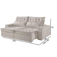 Sofá 5 Lugares Retrátil E Reclinável Martins M-118 Veludo Creme - 3