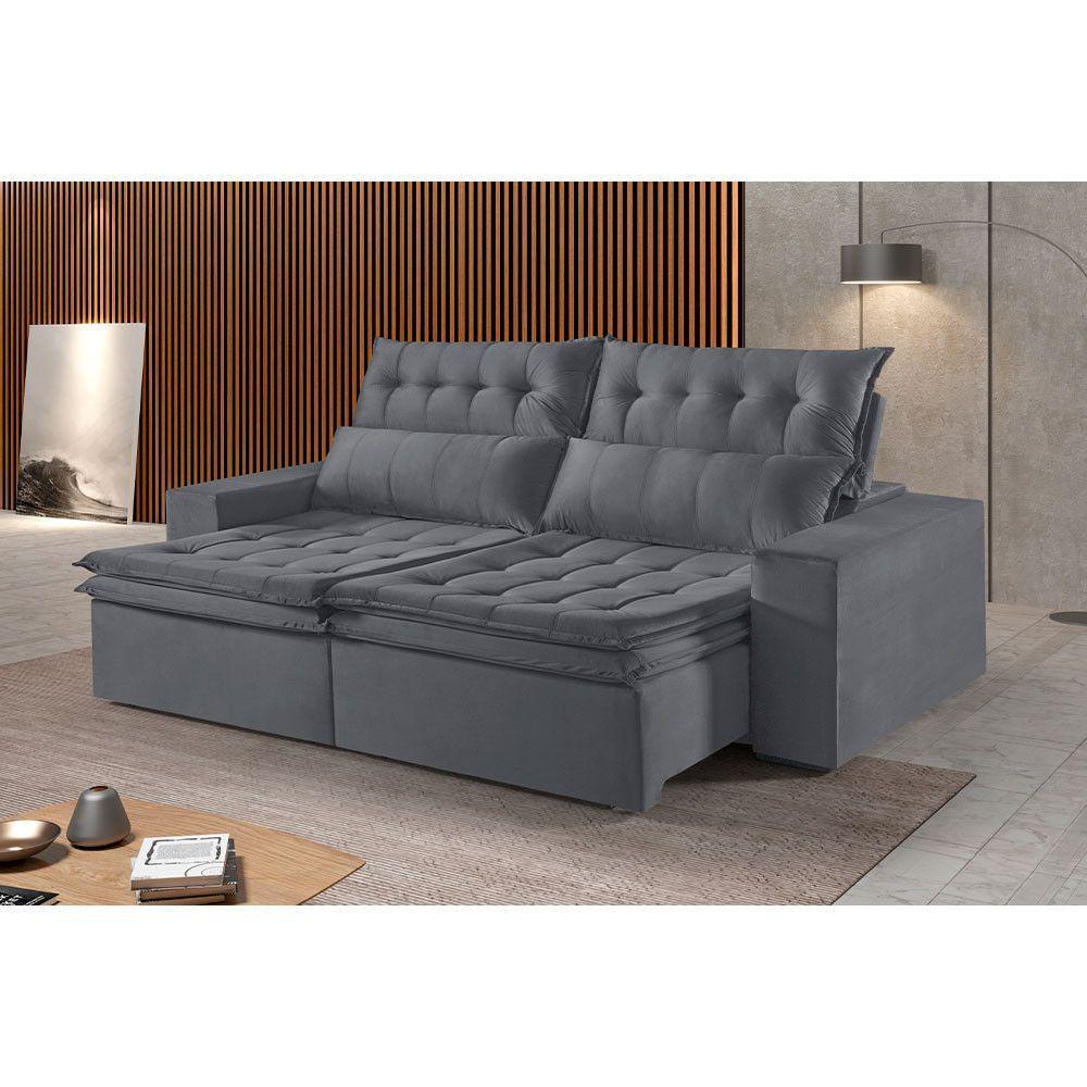 Sofá 5 Lugares Retrátil E Reclinável Martins M-118 Veludo Grafite - 2