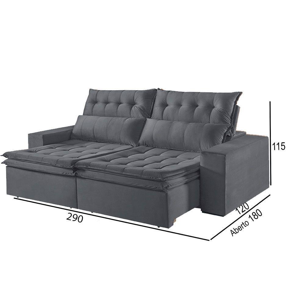 Sofá 5 Lugares Retrátil E Reclinável Martins M-118 Veludo Grafite - 3