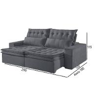 Sofá 5 Lugares Retrátil E Reclinável Martins M-118 Veludo Grafite - 3