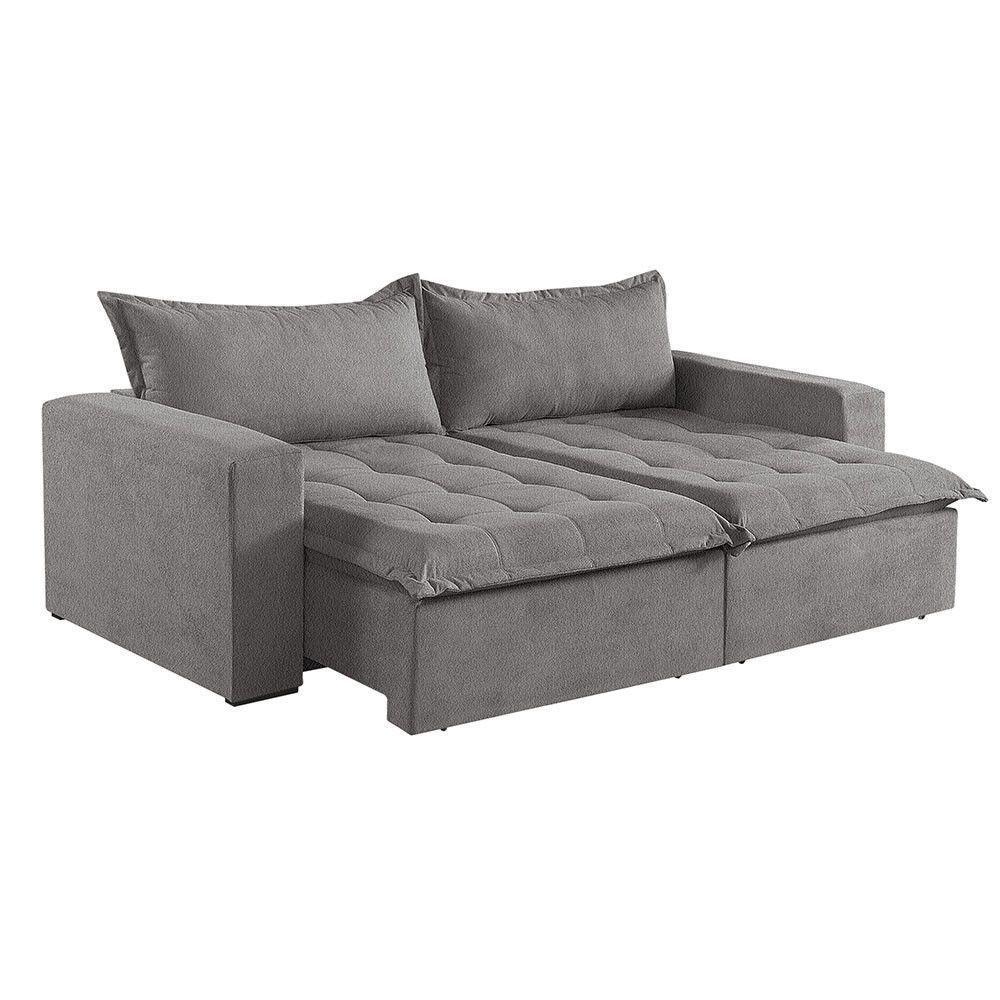 Sofá Cama 2 Lugares Retrátil Reclinável Linho M-184 Martins Cinza - 1