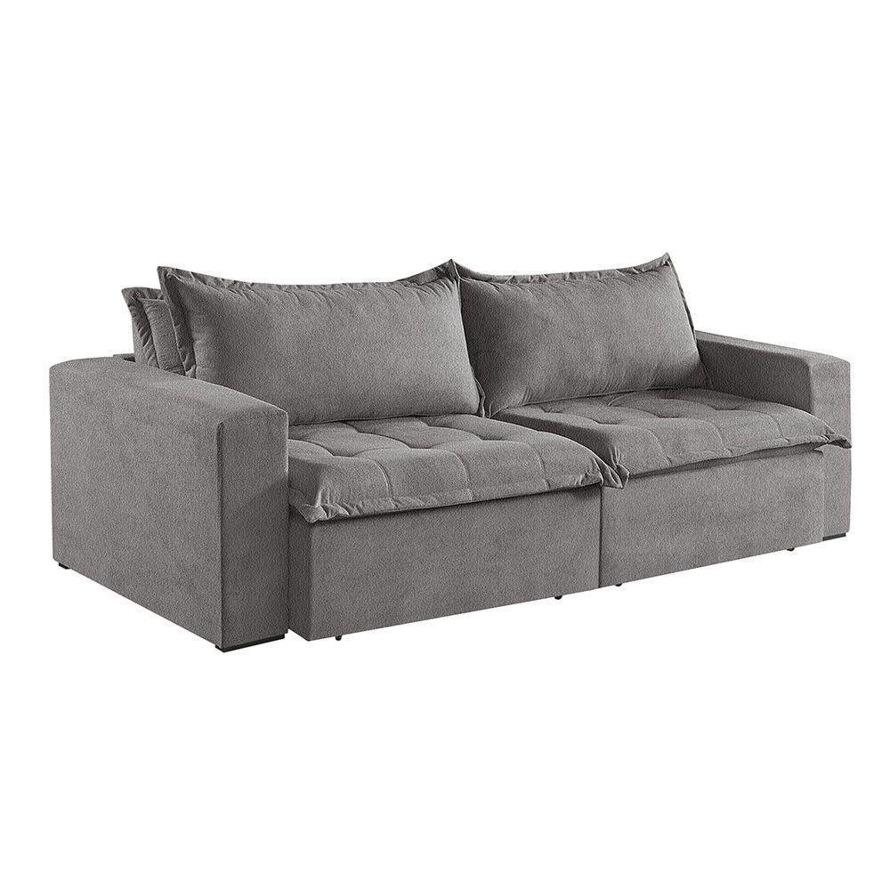 Sofá Cama 2 Lugares Retrátil Reclinável Linho M-184 Martins Cinza - 4