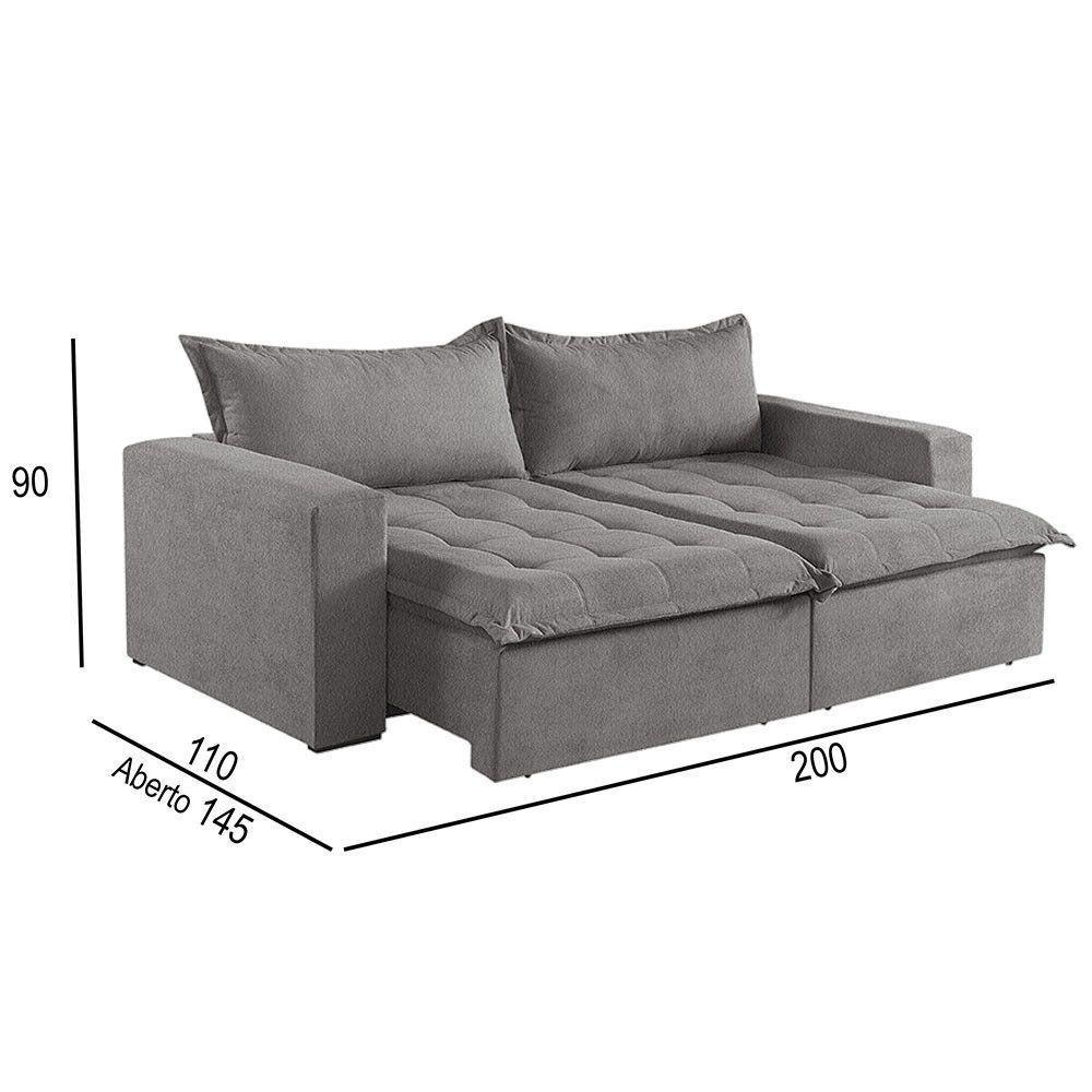 Sofá Cama 2 Lugares Retrátil Reclinável Linho M-184 Martins Cinza - 5