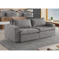 Sofá Cama 2 Lugares Retrátil Reclinável Linho M-184 Martins Cinza - 3