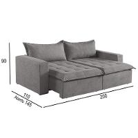 Sofá Cama 2 Lugares Retrátil Reclinável Linho M-184 Martins Cinza - 5